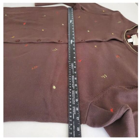 CJ Banks Brown Button-Up Cardigan Sweater Fall Leaves Accent Plus Size 3X Layer - Picture 5 of 9